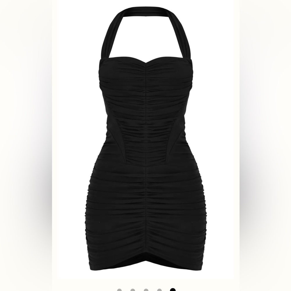 PrettyLittleThing Black Strapless Ruched Dress